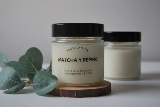Vela de matcha y pepino